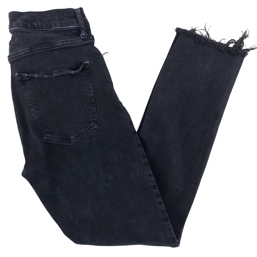 AGOLDE Womens 25 Jeans Black Toni Mid Rise Straight Feral Distressed Grunge
